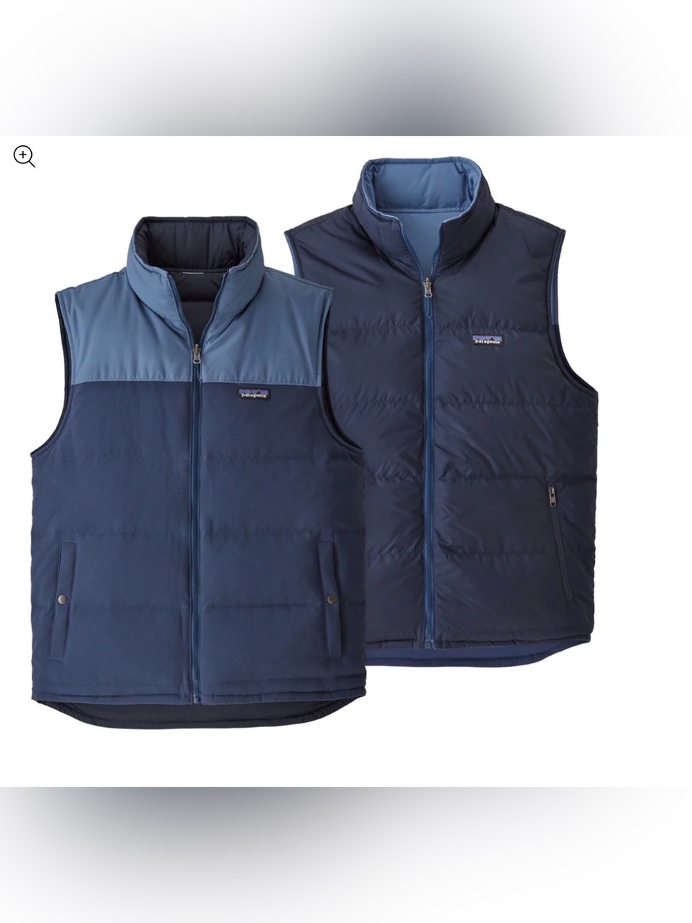 Patagonia Men Reversible Bivy Down Vest XL Navy Blue Puffer Outdoor
